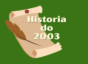 Historia do 2003 na tle pergaminu i ptasiego pióra.
