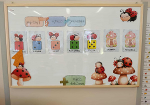 Tablica przedstawiająca "kolorowe" dni tygodnia.