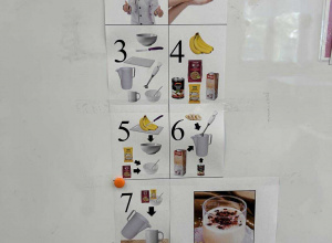 Obrazkowa instrukcja przygotowania koktajlu.