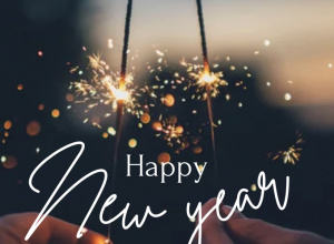 Napis „Szczęśliwego nowego roku” w języku angielskim