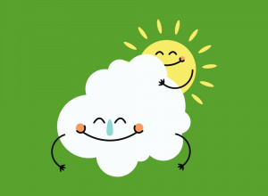 Kolorowa ikona przedstawiająca chmurkę i Słońce.