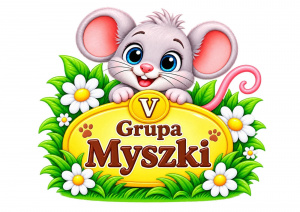 Grupa V – "Myszki" i kolorowa grafika przedstawiająca myszkę.