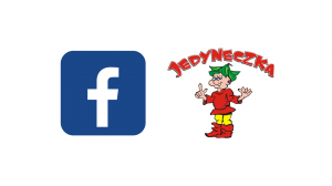 Kolorowa grafika przedstawiająca logo platformy Facebook i logo przedszkola - krasnoludka.